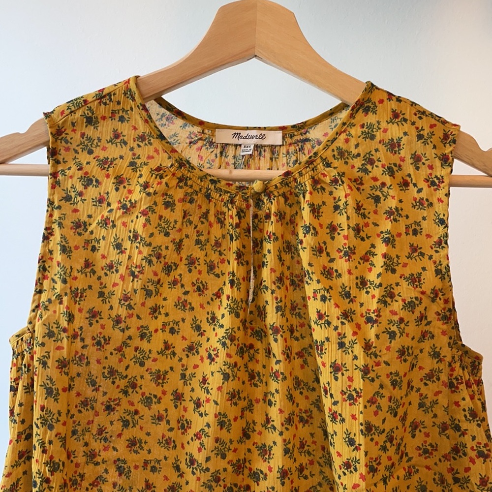 Airy yellow floral blouse, Madewell XXS
